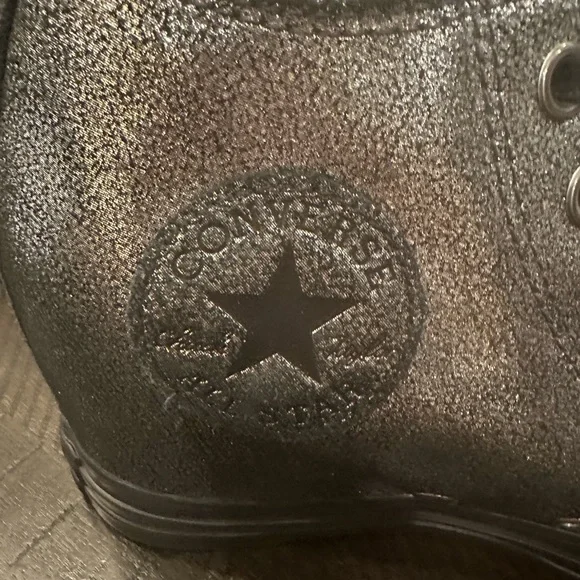 Converse Chuck Taylor Women's Silver and Black High-Top Sneakers - Picture 7 of 10